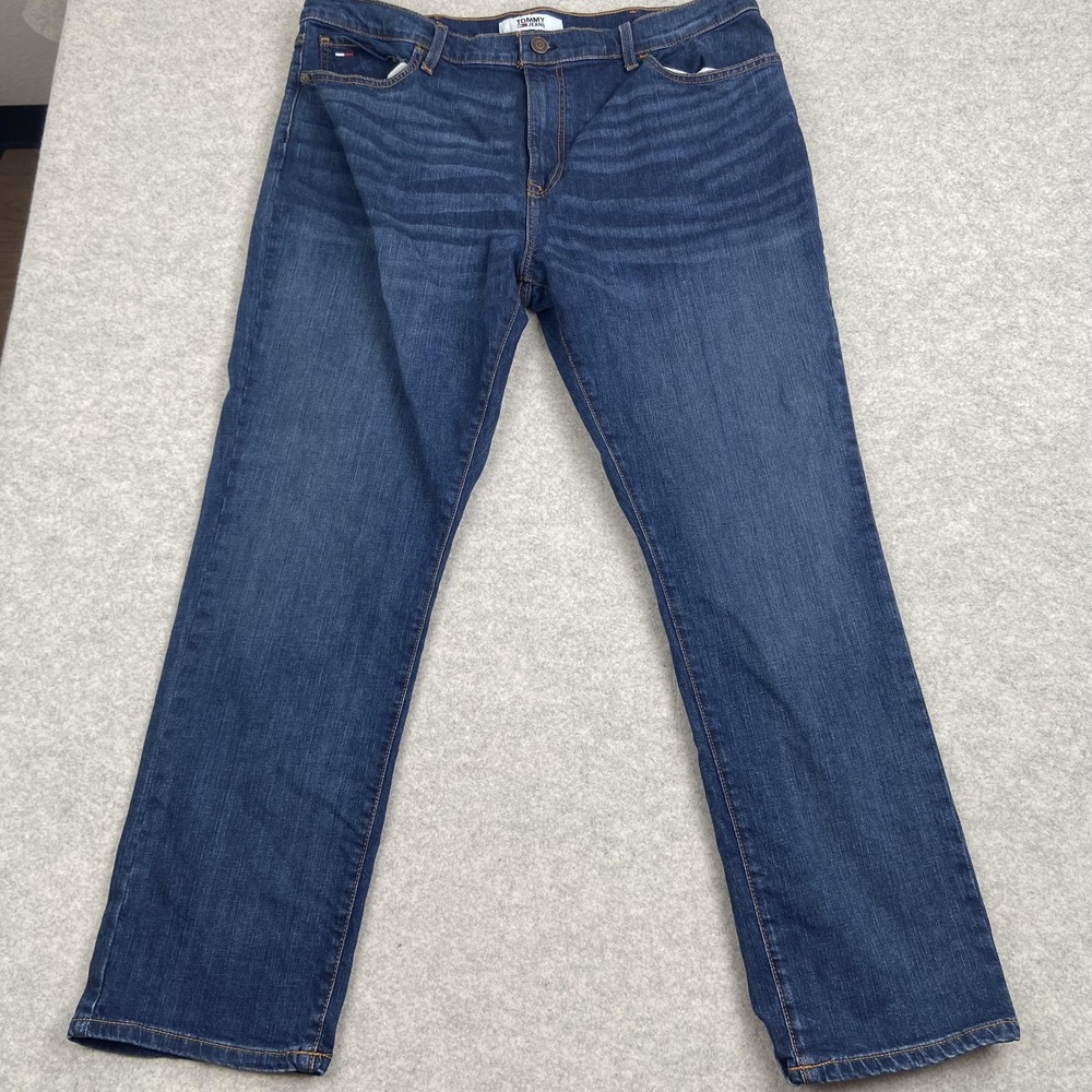 Tommy Jeans Jeans Mens 38x30 (39x29) Blue Straight Leg Regular Fit Stretch Denim